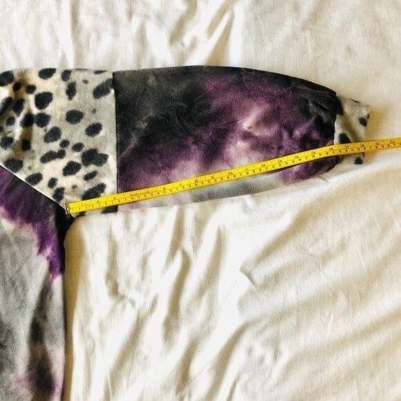 Womens Plus Size Top Purple Tie-Dye Leopard Print Long Sleeve by Emerald - Picture 8 of 12